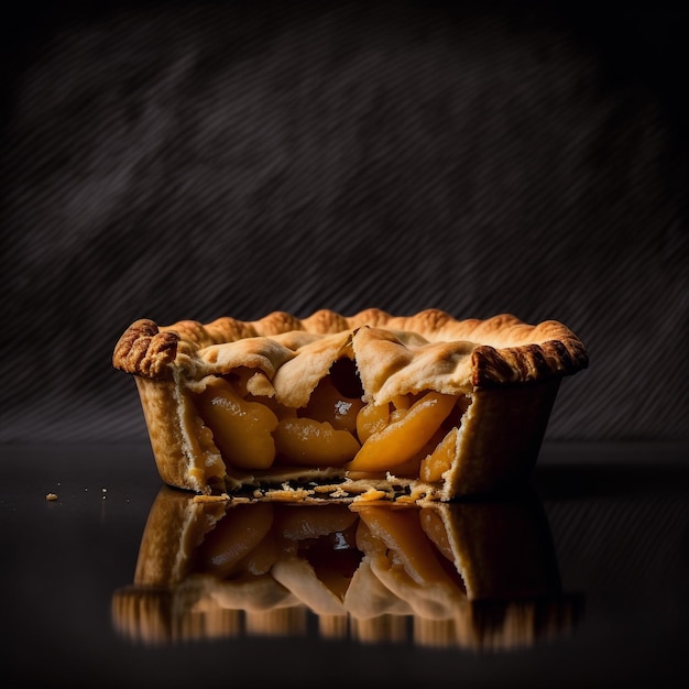 Foto Torta de maçã em fotografia de comida de fundo preto