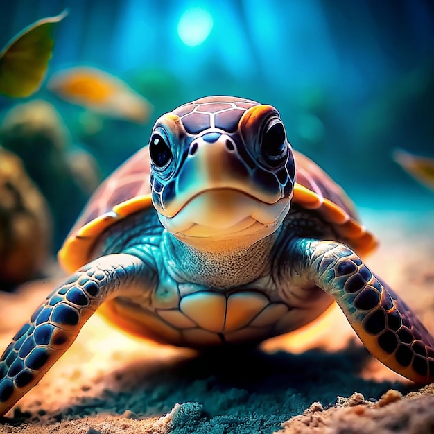 Foto de una tortuga linda en el bosque