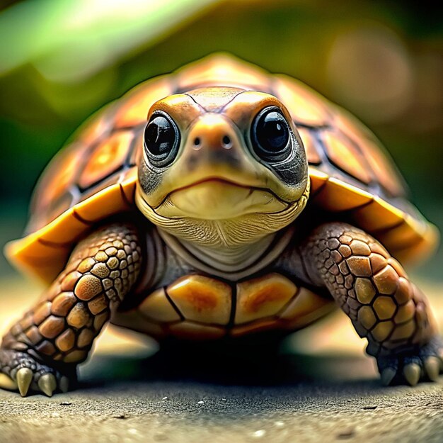 Foto de una tortuga linda en el bosque