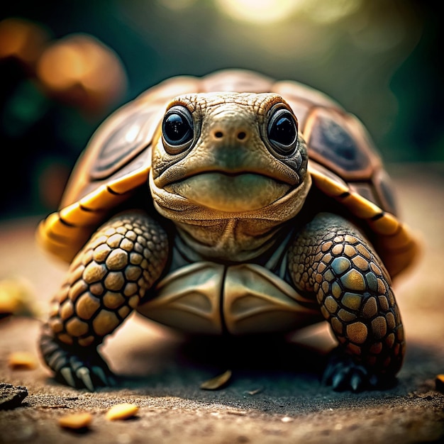 Foto de una tortuga linda en el bosque