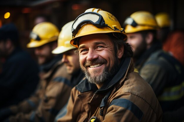 Foto de un trabajador riendo felizmente