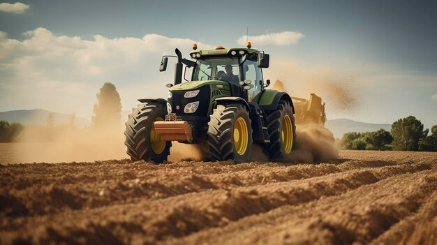 Una foto de un tractor cultivando el suelo en preparación para la siembra