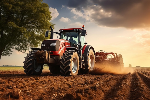 foto tractor máquina agrícola para cultivar el campo