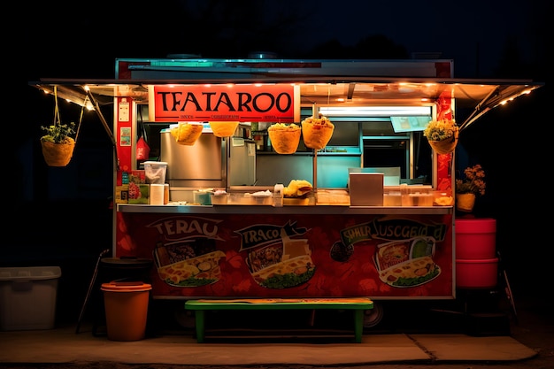 Foto tradicional de comida mexicana de barraca de taco