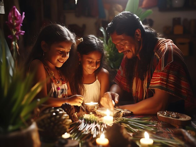 Foto de las tradiciones navideñas colombianas incluyen escenas de familias Pr Festive Colombia Vibrant