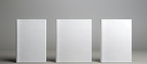 Foto foto de tres cajas blancas dispuestas en una fila con mucho espacio vacío para texto o gráficos
