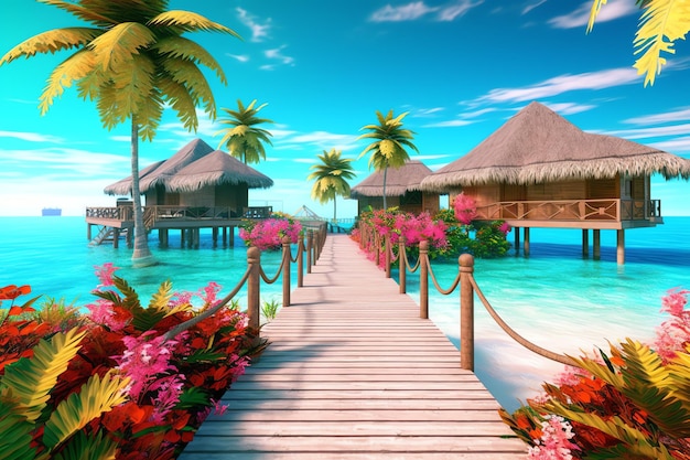 Foto tropical beach resort ilustración ai generado
