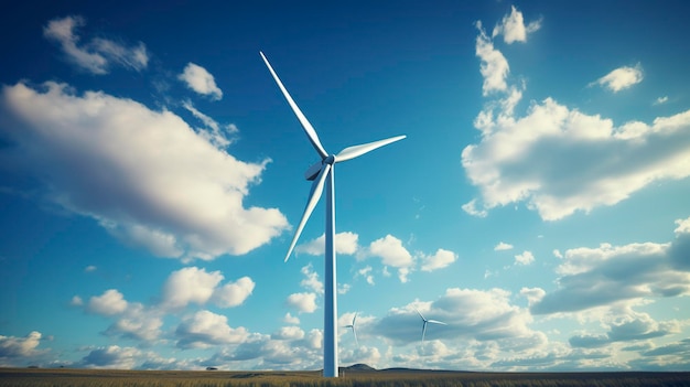 Una foto de una turbina eólica con un cielo dramático