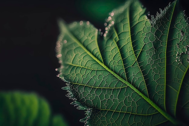 Foto ultra macro detallada de un fondo de textura de hojas verdes Macro de cierre AIGenerated