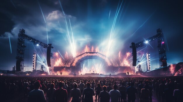 Foto ultra realista do palco principal como o Tomorrowland Festival