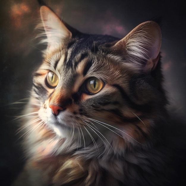 FOTO Um gato com olhos amarelos é mostrado em uma pintura