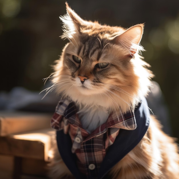 FOTO Um gato com uma camisa