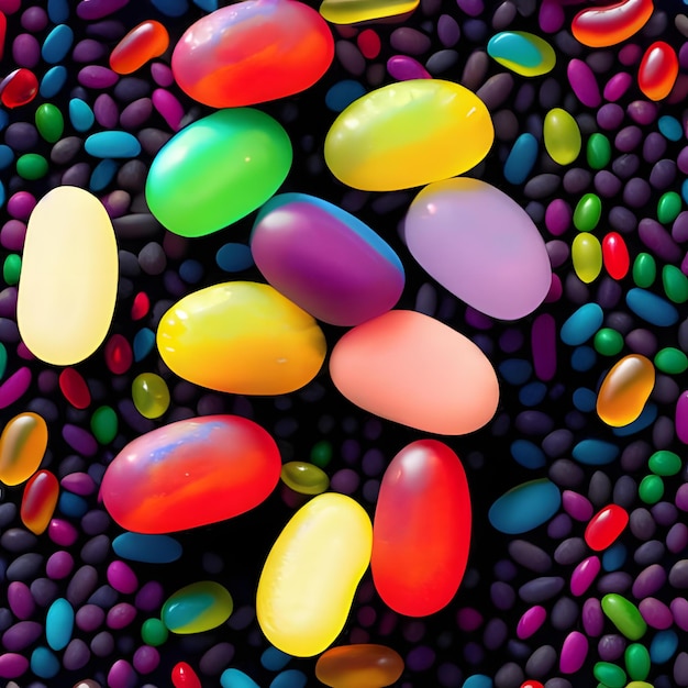Foto um monte de jujubas coloridas em um fundo preto 2