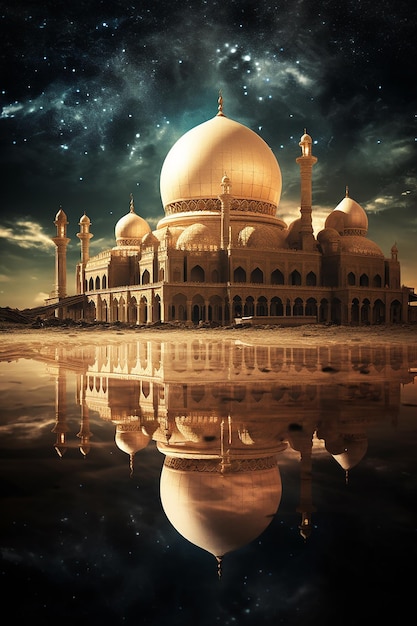 Foto uma cena com uma mesquita e uma cúpula