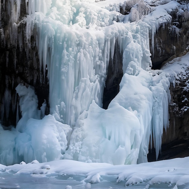 Foto foto uma imagem de uma cachoeira congelada com asas de anjo generativa ai