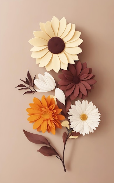 Foto foto uma simples arte floral minimalista com cores suaves geradas por ia