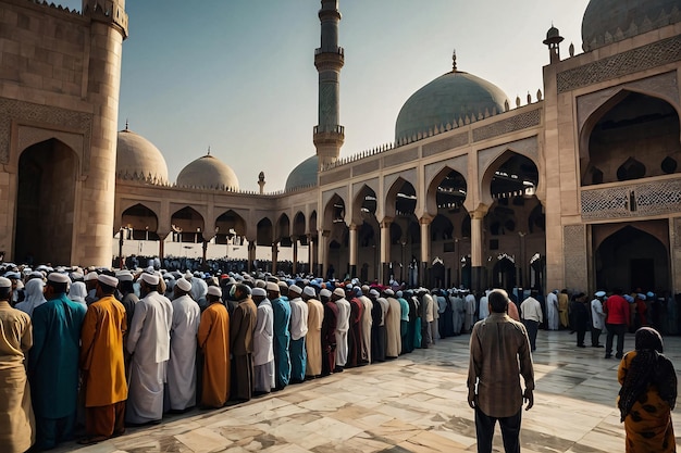 Foto única La gente está unida para Eid Salah