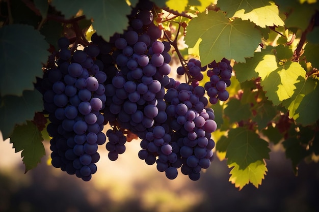 Foto de uvas naturales en la rama.