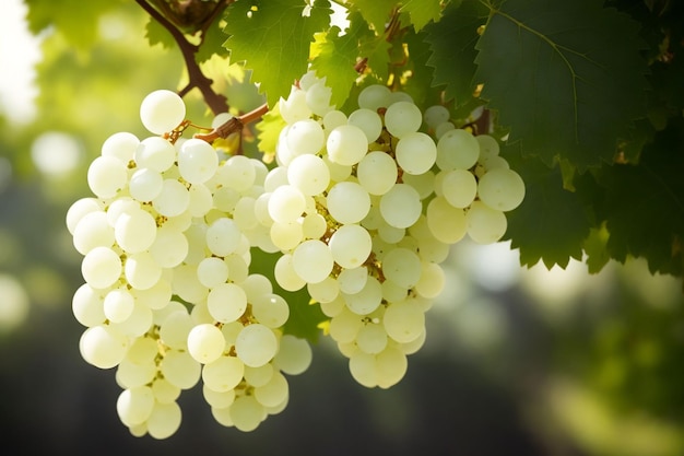 Foto de uvas naturales en la rama.