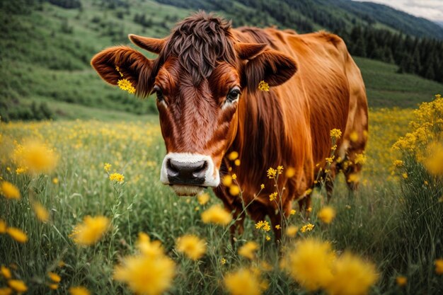 foto de una vaca en el campo