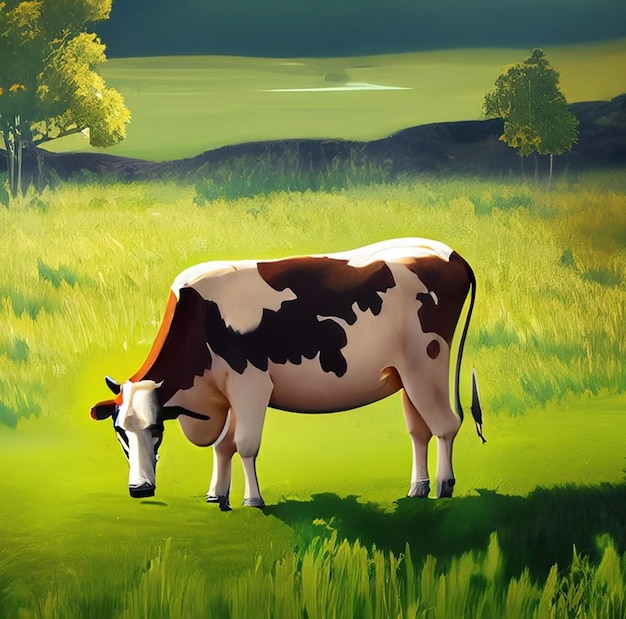 Foto de la vaca en la granja
