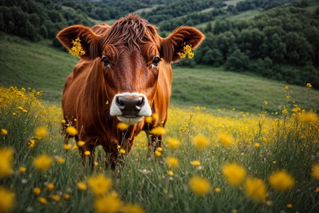 Foto de la vaca en la granja