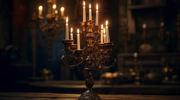 Una foto de una vela en un candelabro antiguo.