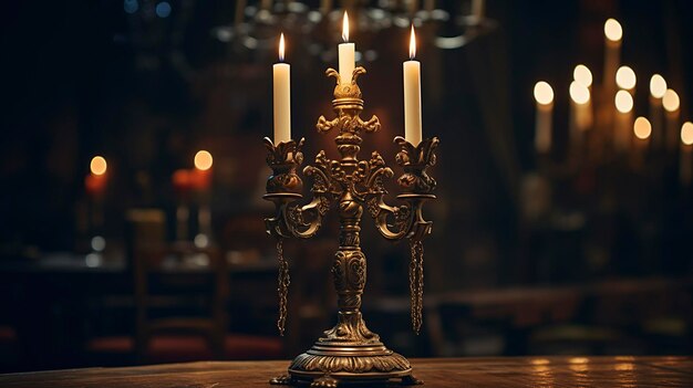 Una foto de una vela en un candelabro antiguo.