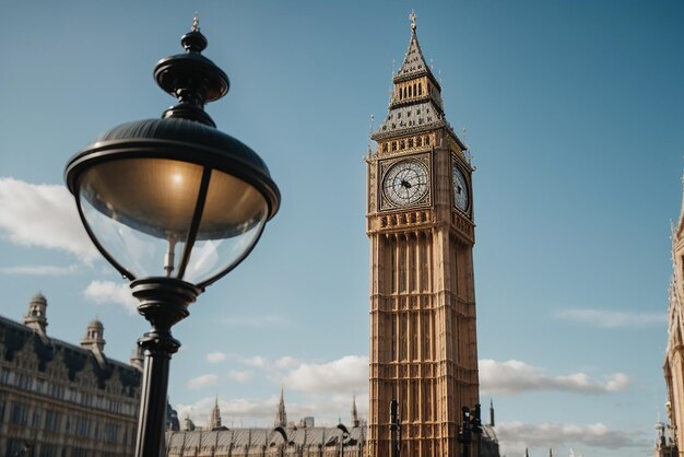 Foto foto vertical de baixo ângulo do big ben em londres sob o céu azul