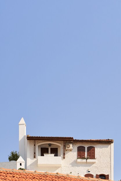 Foto vertical mínima de casa turca na velha cidade tradicional. Marmaris