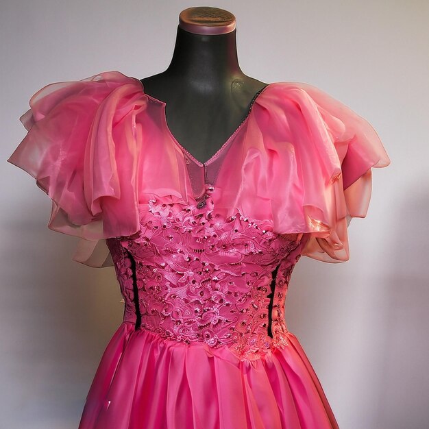 Foto foto vestido rosa em um manequim generativo ai