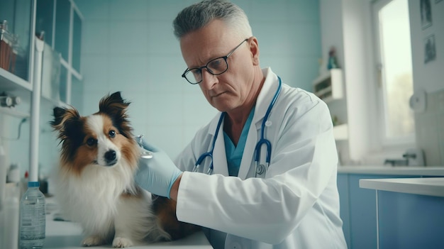 Foto una foto de un veterinario que hace las vacunas