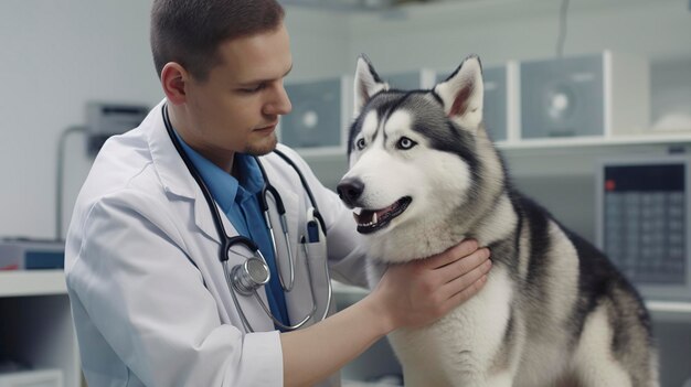 Una foto de un veterinario tomando una muestra de sangre de una mascota