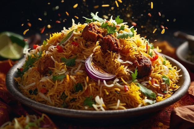 foto vibrante de Biryani Garnish Scattering