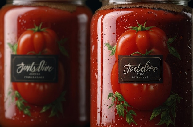 Foto foto vibrante de configuração de frasco rústico de suco de tomate
