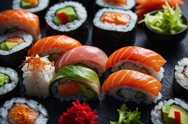 foto vibrante de Fresh Sushi Ingredients Layout