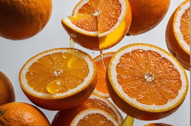 foto vibrante de suco de laranja em branco
