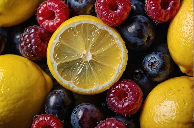 Foto foto vibrante de suco de limão em bagas