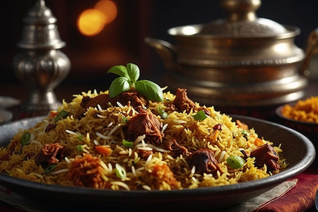 Foto vibrante do sabor da tradição Biriyani Her