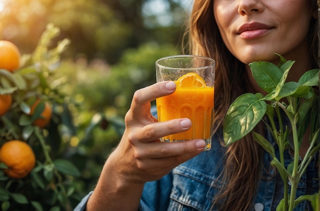 Una foto vibrante de Holding OJ en el jardín