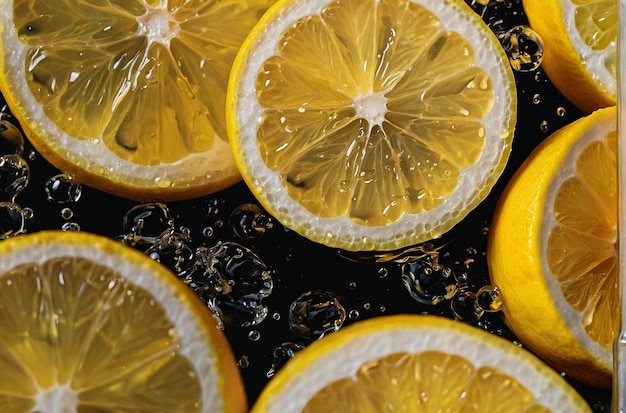foto vibrante de jugo de limón en limón