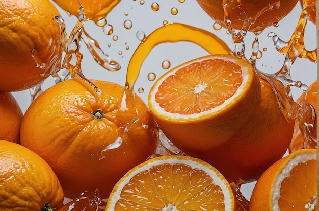 foto vibrante de jugo de naranja en blanco