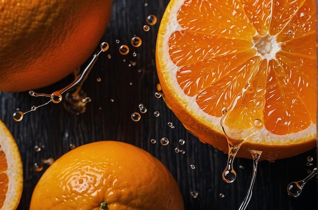 Una foto vibrante de jugo de naranja fresco exprimido