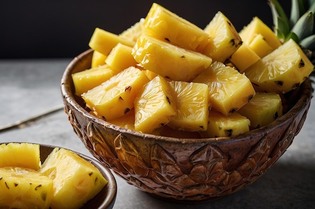 foto vibrante de rebanadas de piña en un arco de postre