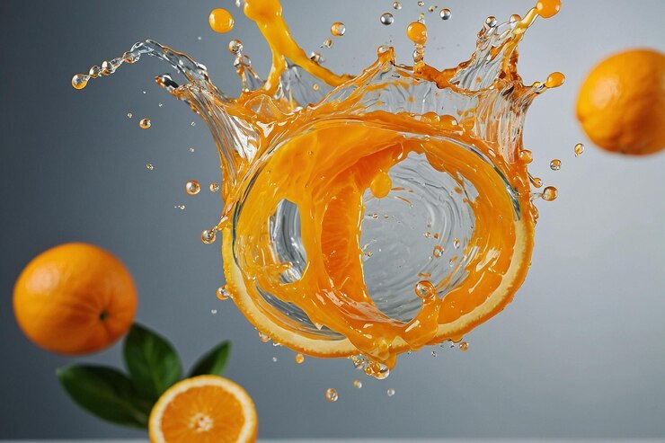 Una foto vibrante de Splash of Orange Juice Midair