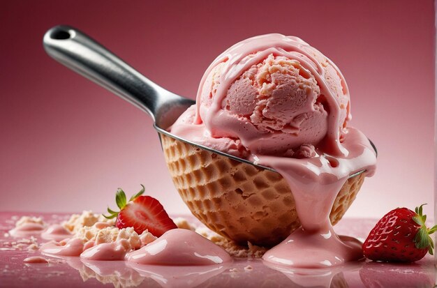 Una foto vibrante de Strawberry Cheesecake Ice Cream Sc.