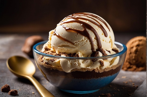 Una foto vibrante de Tiramisu Ice Cream Scoop en la taza