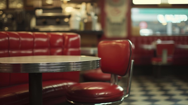 Foto vintage de un café estadounidense de diseño interior retro de los años 50