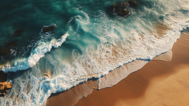 Foto vista aérea playa con roca