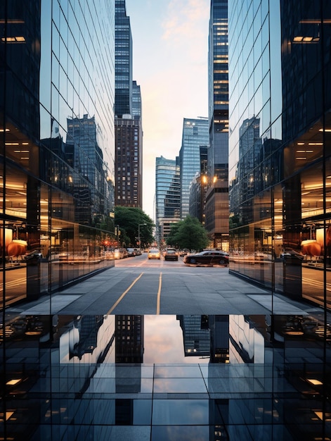 Foto foto de una vista de un edificio de vidrio en la ciudad